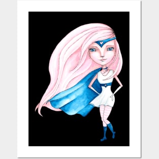 Super Gal (Pink & Blue) Posters and Art